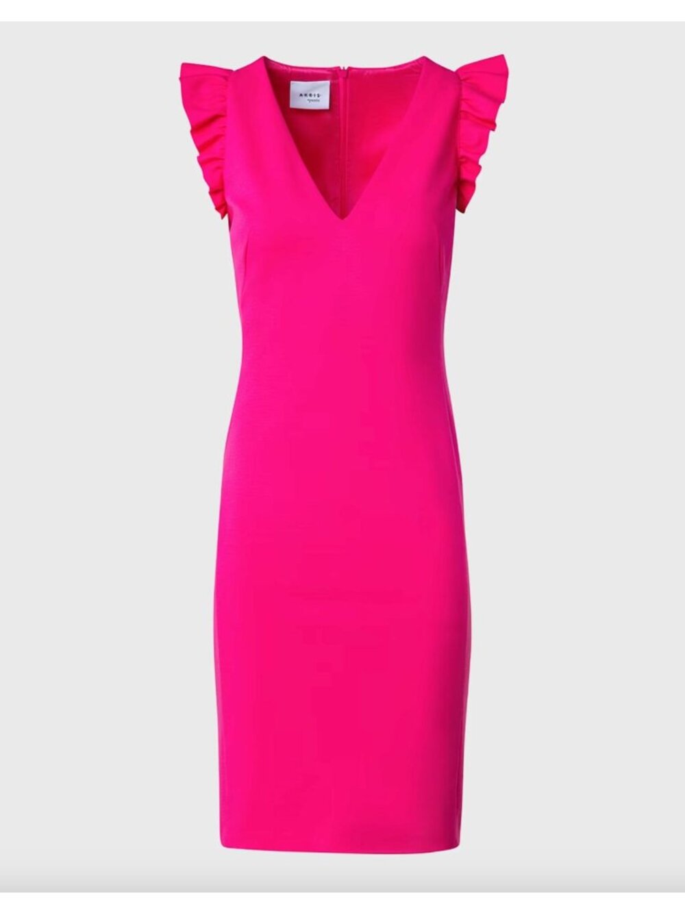 NWT Akris Punto Signature Jersey Midi Dress with Ruffle Details Size 4 Pink